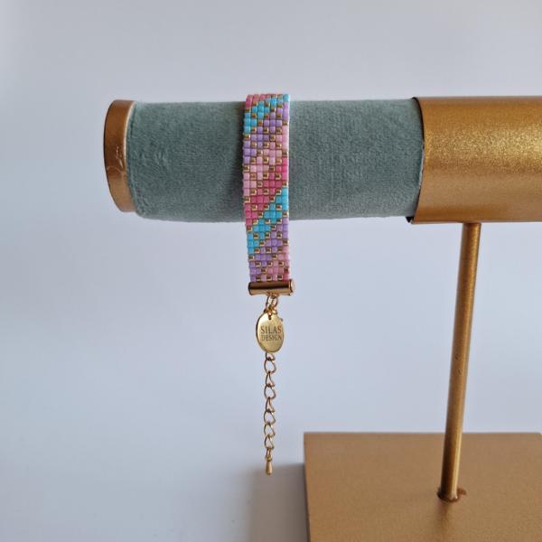 Geweven kralen armband | Pastel strepen
