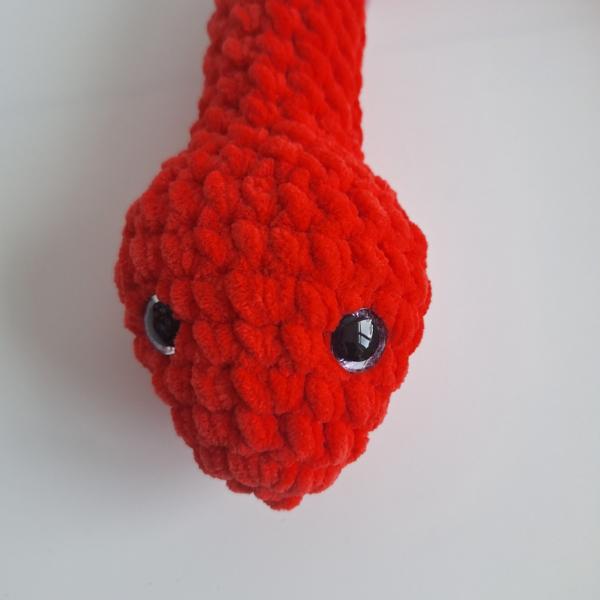 Gehaakte knuffel slang | Rood, lila en lichtroze