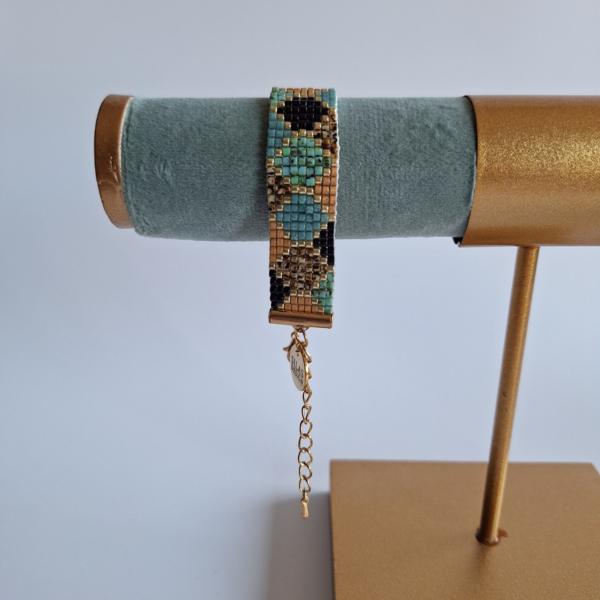 Geweven kralen armband 'Turquoise hexagon'
