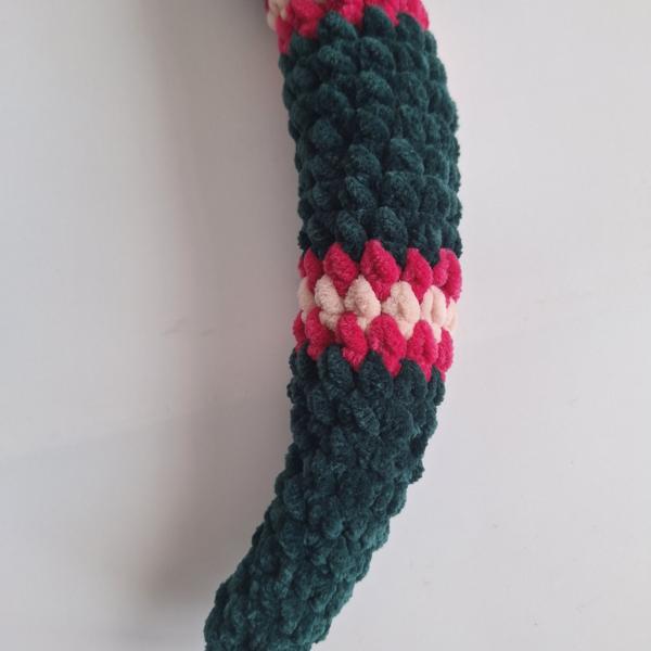 Gehaakte knuffel slang | Donkergroen, knalroze en lichtroze