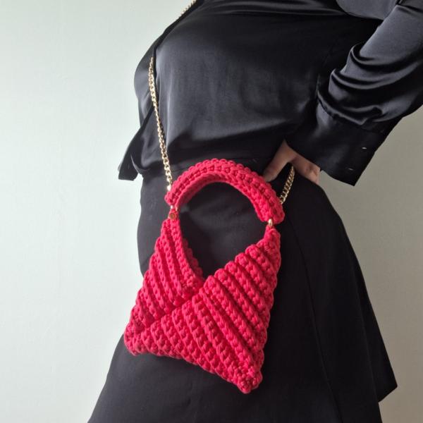 Gehaakte crossbody tas | Fuchsia