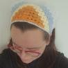 Thumbnail for Gehaakte bandana | Oranje, pastel geel, lichtblauw en wit