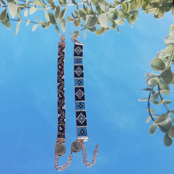 Geweven kralen armband | Turquoise glas-in-lood