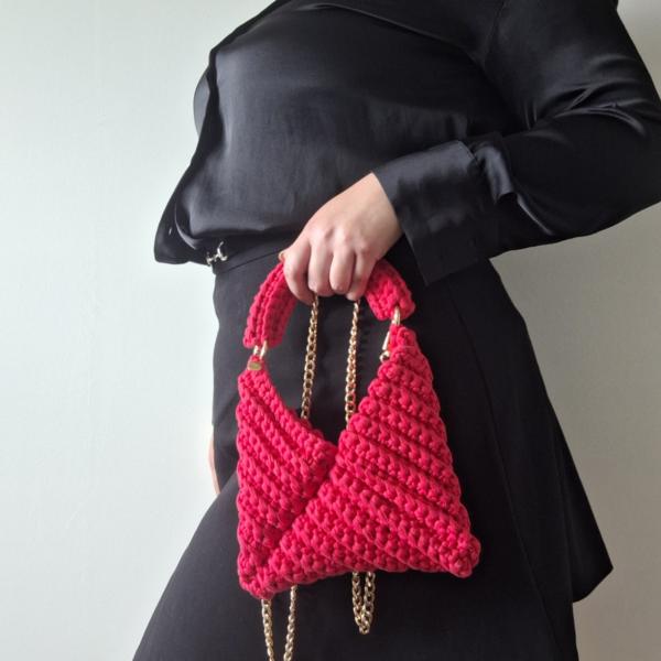 Gehaakte crossbody tas | Fuchsia