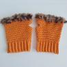 Thumbnail for Gehaakte handschoenen - gehaakte vingerloze handschoenen | Oranje en bruin
