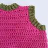 Thumbnail for Gehaakt baby vestje | Fuchsia en donkergroen met gele, wijnrode en knalrode bloemen