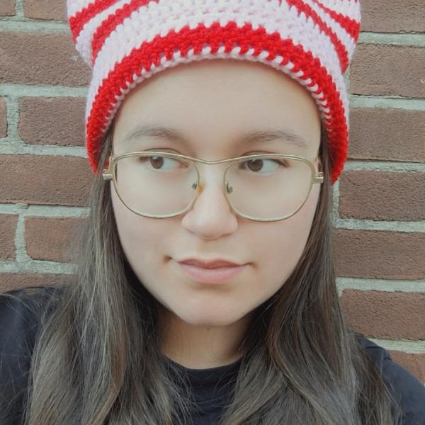 Gehaakte muts | Rood en lichtroze