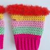 Thumbnail for Gehaakte handschoenen - gehaakte vingerloze handschoenen | Knalroze, mintgroen, lichtroze, geel en rood