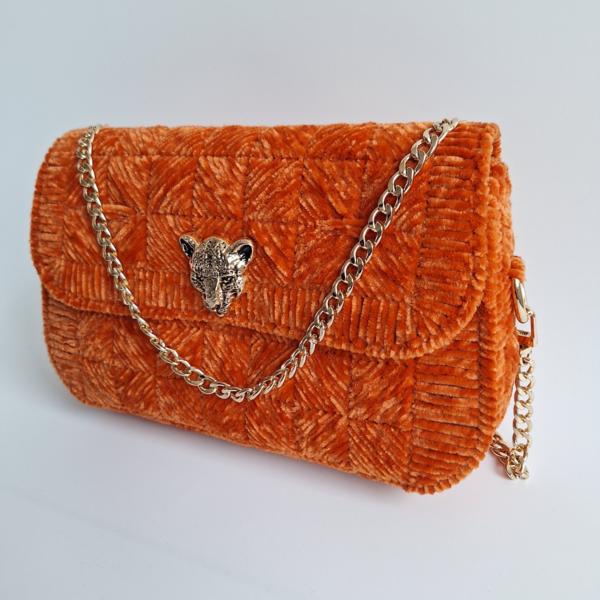 Geweven crossbody tas | Oranje en goud