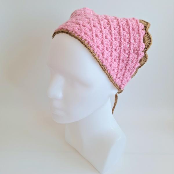 Gehaakte bandana | Lichtroze en lichtbruin