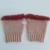 Thumbnail for Gehaakte handschoenen - gehaakte vingerloze handschoenen | Oudroze en wijnrood