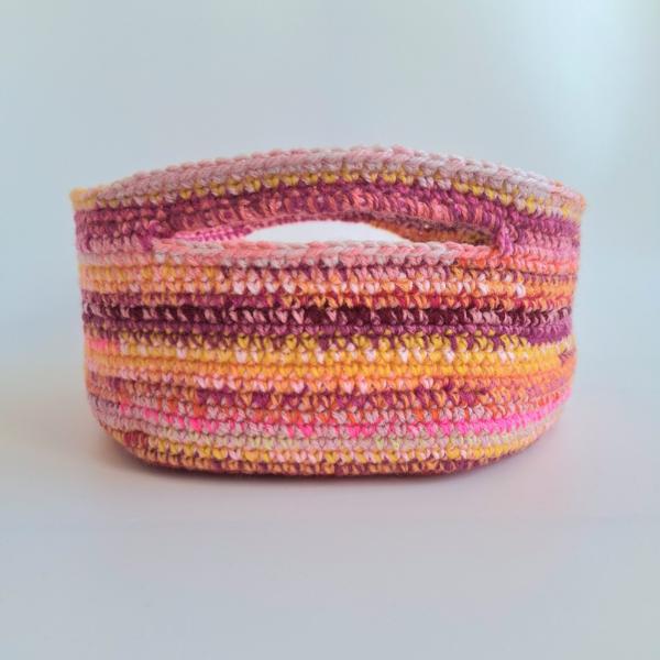 Gehaakte opbergmand | Roze gemêleerd