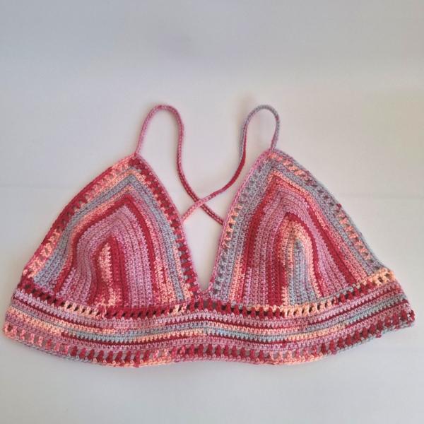 Gehaakt topje 'Boho top ombre paars en roze'