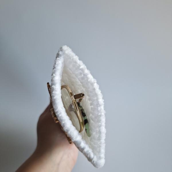 Geweven brillenkoker | Wit en goud