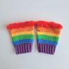 Thumbnail for Gehaakte handschoenen - gehaakte vingerloze handschoenen | Regenboog