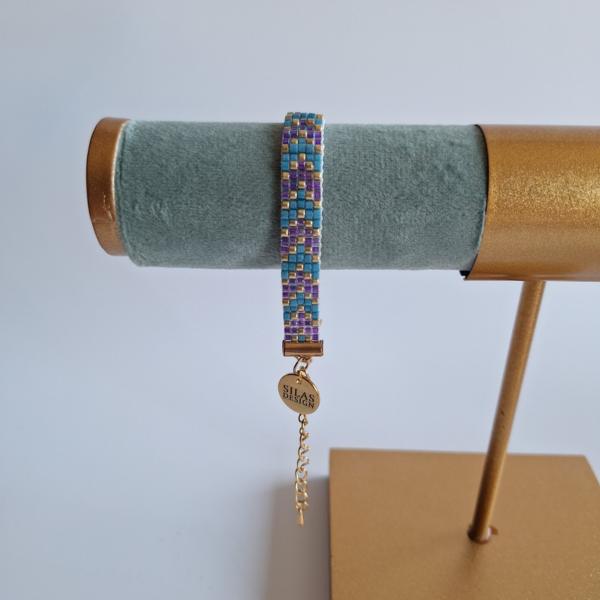 Geweven kralen armband | Paarse chevron