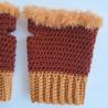 Thumbnail for Gehaakte handschoenen - gehaakte vingerloze handschoenen | Bruin en oranje