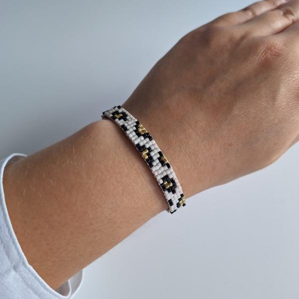 Geweven kralen armband | Lichtroze luipaard