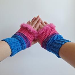 Gehaakte handschoenen - gehaakte vingerloze handschoenen | Biseksuele Pride vlag