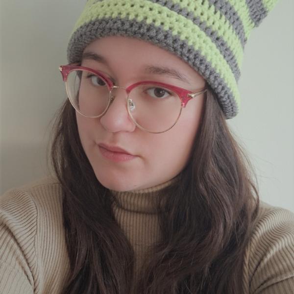 Gehaakte muts | Limoengroen en grijs
