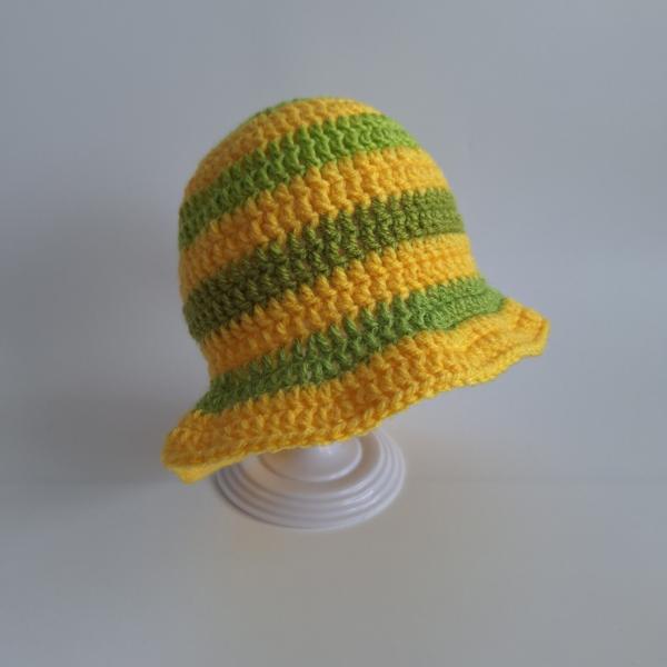 Gehaakt baby zonnehoedje | Groen en geel