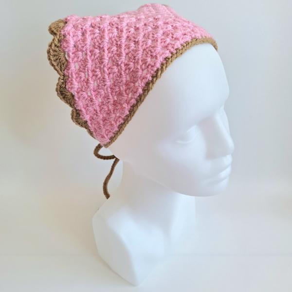 Gehaakte bandana | Lichtroze en lichtbruin