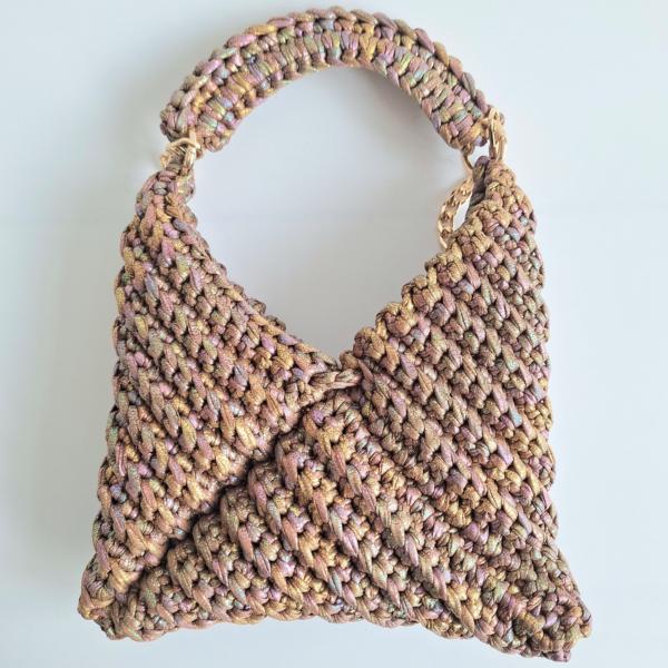 Gehaakte crossbody tas | Glitter bruin