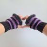 Thumbnail for Gehaakte handschoenen - gehaakte vingerloze handschoenen | Zwart en paars