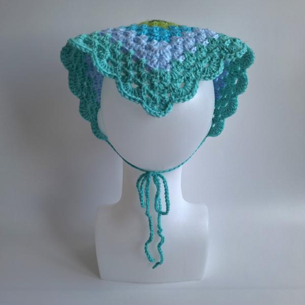 Gehaakte bandana 'Mintgroen, turquoise en donkergroen'
