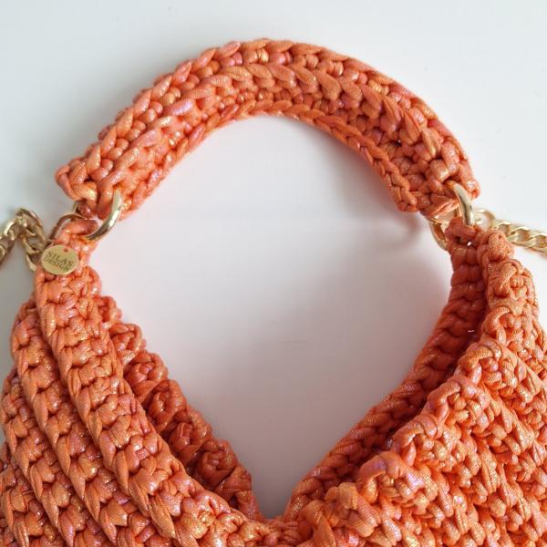 Gehaakte crossbody tas | Glitter oranje