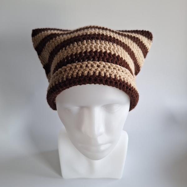 Gehaakte muts | Bruin en beige