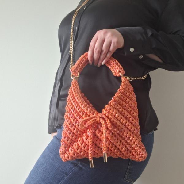 Gehaakte crossbody tas | Glitter oranje