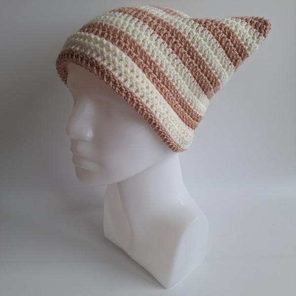 Gehaakte muts | Crème en poeder roze