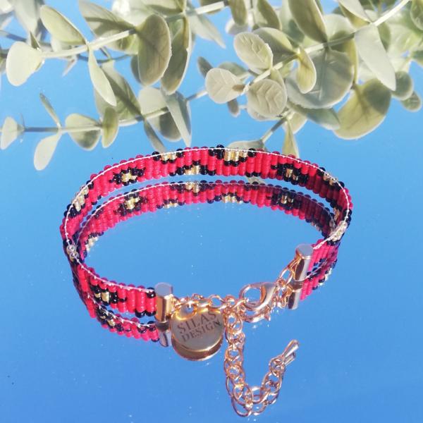 Geweven kralen armband | Rood luipaard