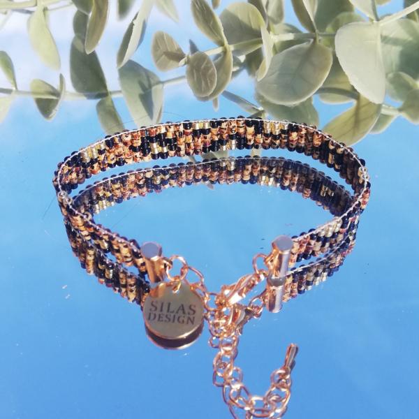Geweven kralen armband | Bruin luipaard