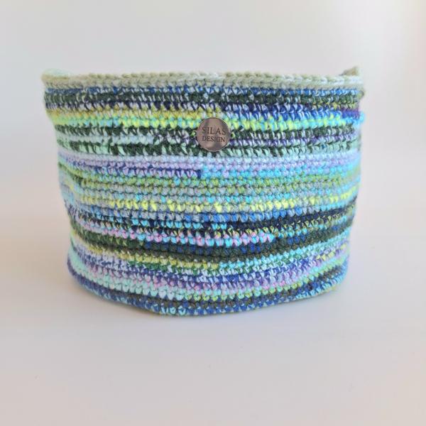 Gehaakte opbergmand | Blauw gemêleerd