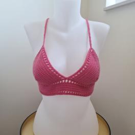 Gehaakt topje 'boho top hot pink'
