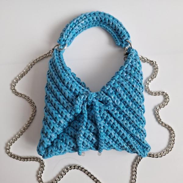 Gehaakte crossbody tas | Glitter blauw