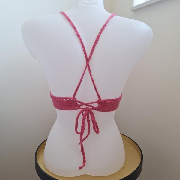 Gehaakt topje 'boho top hot pink'