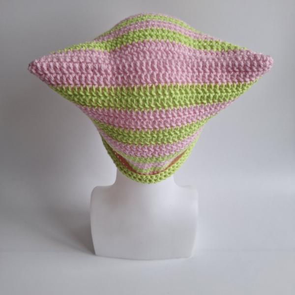 Gehaakte muts | Lichtroze en limoengroen