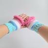 Thumbnail for Gehaakte handschoenen - gehaakte vingerloze handschoenen | Mintgroen, lichtblauw, wit, lichtroze en barbieroze