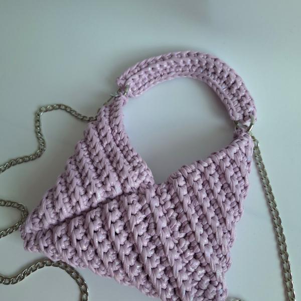 Gehaakte crossbody tas 'Metallic lila'