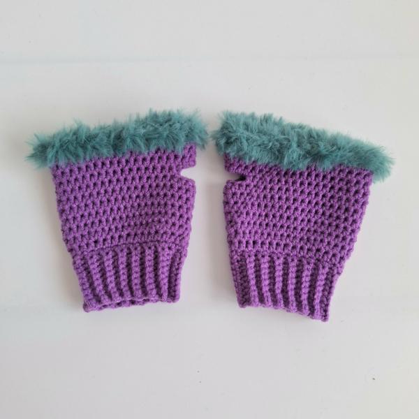 Gehaakte handschoenen - gehaakte vingerloze handschoenen | Paars en petrol