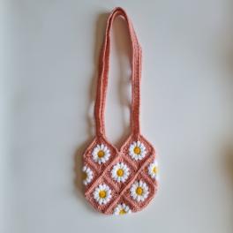 Gehaakte tas | Roze madeliefjes
