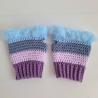 Thumbnail for Gehaakte handschoenen - gehaakte vingerloze handschoenen | Paars, lila, denimblauw en lichtblauw