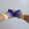 Thumbnail for Gehaakte handschoenen - gehaakte vingerloze handschoenen | Geel, lila, taupe, denimblauw en kobaltblauw