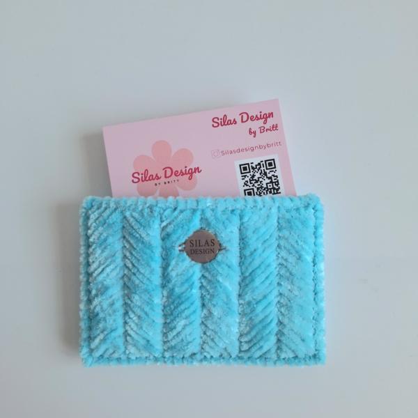 Geweven pasjeshouder | Turquoise velvet look