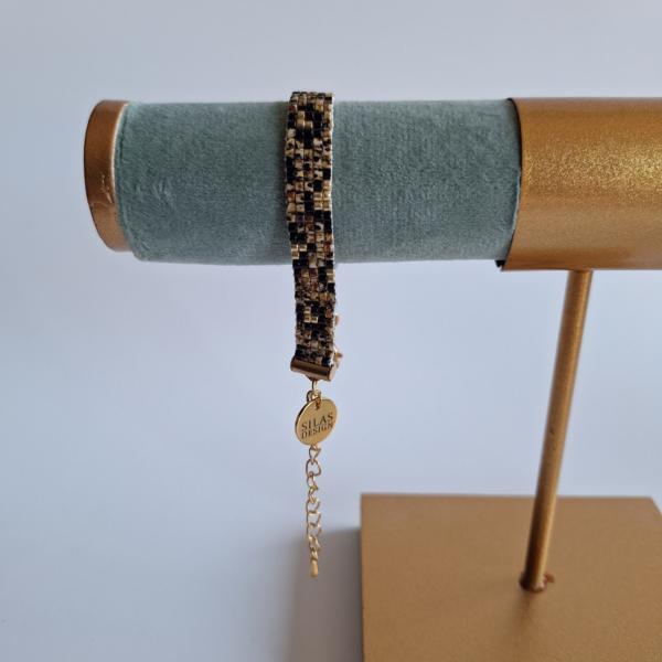 Geweven kralen armband | Bruin luipaard