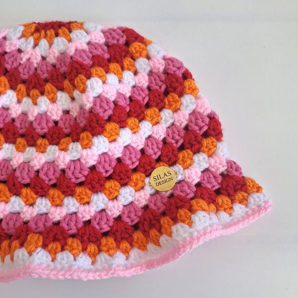 Gehaakte bucket hat | Pride lesbische vlag