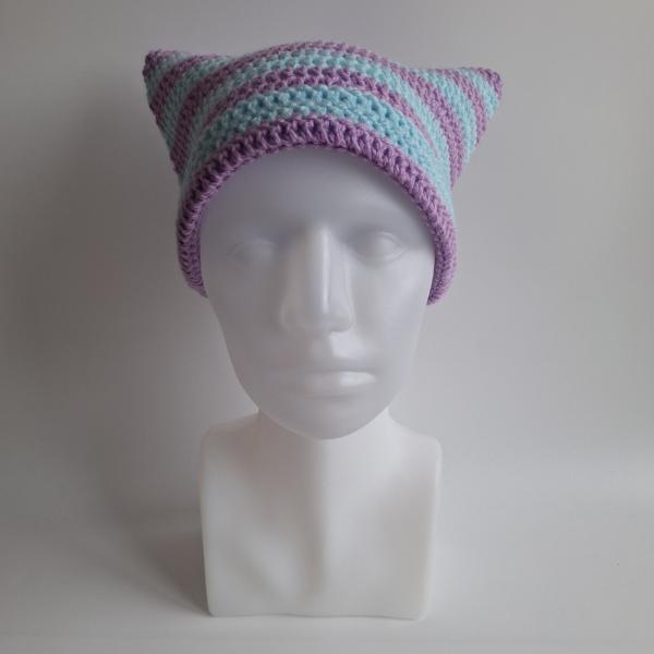 Gehaakte muts | Lila en lichtblauw